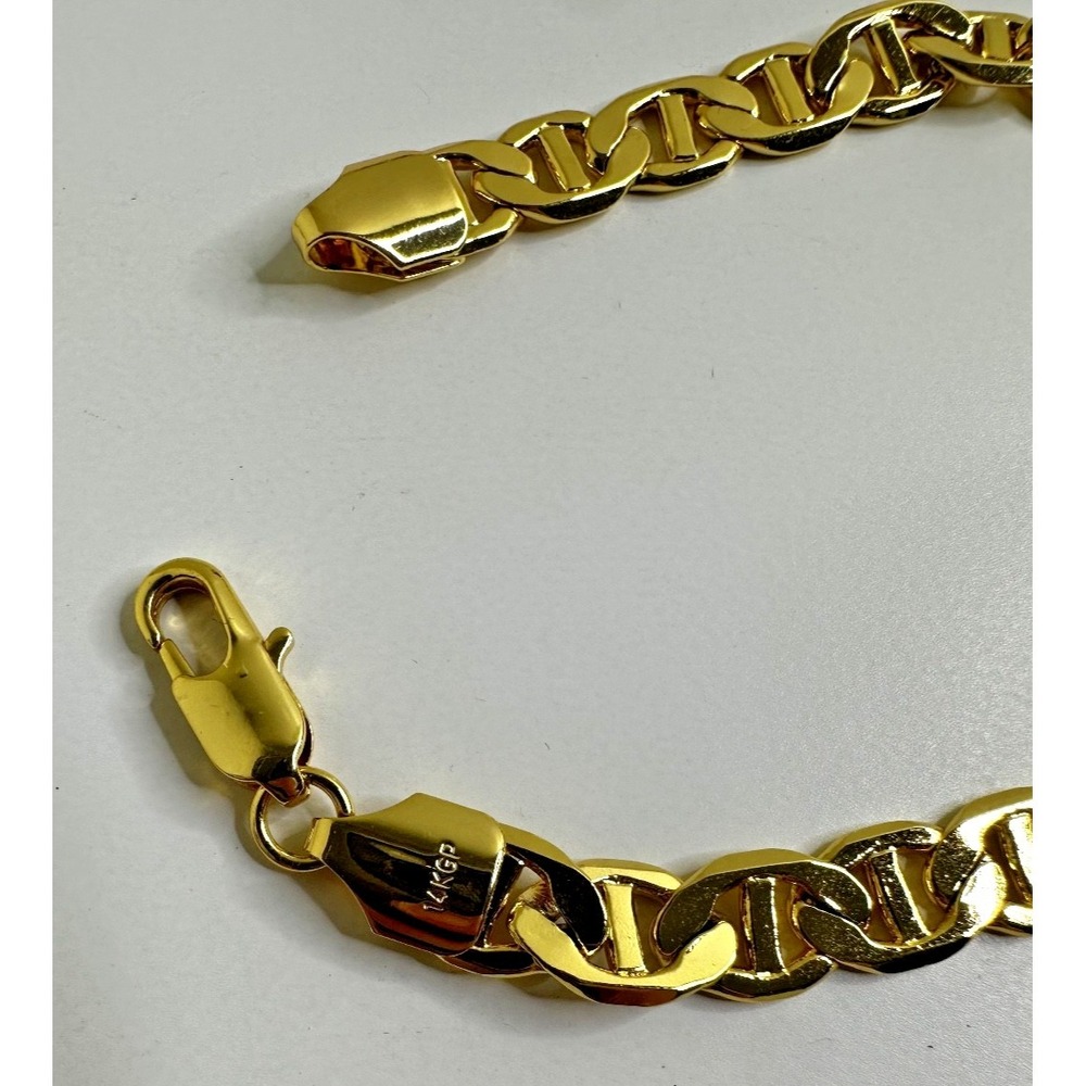 14k gold plated Mariner Link necklace bracelet set solid heavy 22" 8" 14kgp - Picture 3 of 10